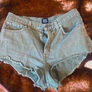 BDG army green mini high rise jean shorts